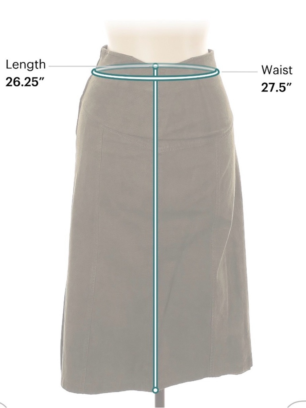 Olive Green Suede Midi Skirt - Picture 3 of 4